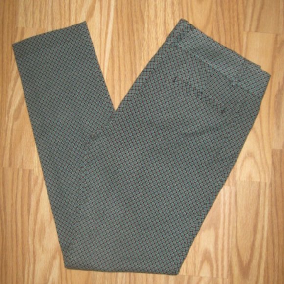 Ann Taylor Green/Black Pattern Straight Leg Pants - Picture 1 of 6